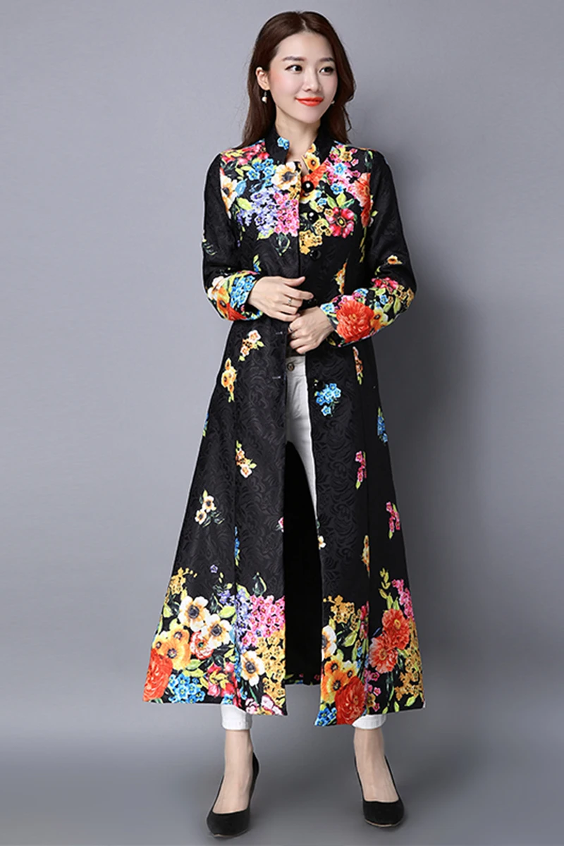 Long sleeve cardigan national wind of new fund of 2020 spring dress retro printing long coat female literary cotton buttons 
Long sleeve cardigan national wind of new fund of 2020 spring dress retro printing long coat female literary cotton buttons