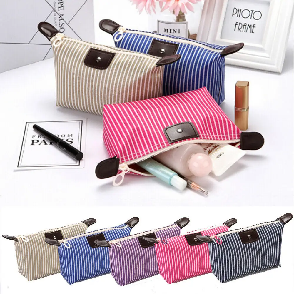 Women Striped cosmetic bag Elegant Plain Purse Travel Box Makeup Bag Toiletry Case toilet bag Clutch travel pouch
Women Striped cosmetic bag Elegant Plain Purse Travel Box Makeup Bag Toiletry Case toilet bag Clutch travel pouch
