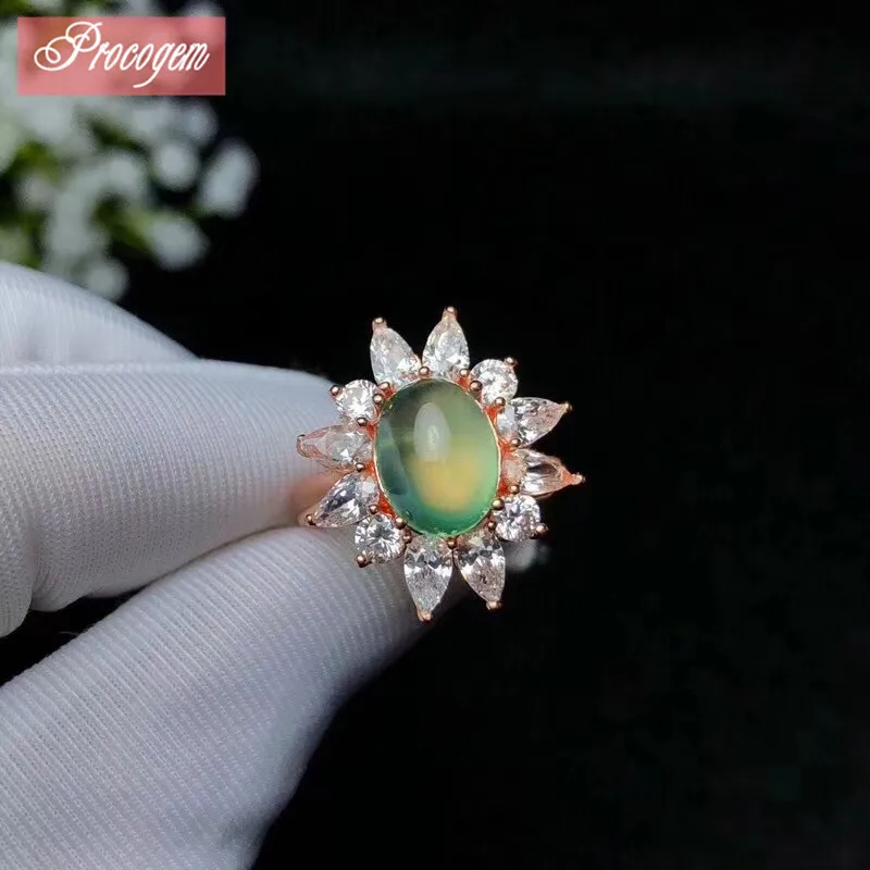 Natural Prehnite Ring for Women Sun flower with Zicon 8x10mm Real gemstone fine Jewelry Gift 925 Sterling silver 18K Gold #115
Natural Prehnite Ring for Women Sun flower with Zicon 8x10mm Real gemstone fine Jewelry Gift 925 Sterling silver 18K Gold #115
