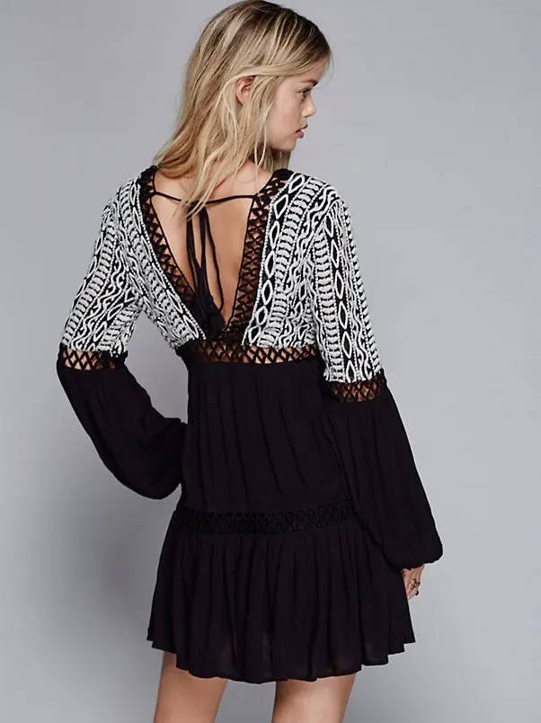 Bohemian Style Sexy Deep V-neck Hollow-out Beautiful Abstract Pattern Embroidery Short Dress 2018 Women's Elegant Boutique Dress
Bohemian Style Sexy Deep V-neck Hollow-out Beautiful Abstract Pattern Embroidery Short Dress 2018 Women's Elegant Boutique Dress