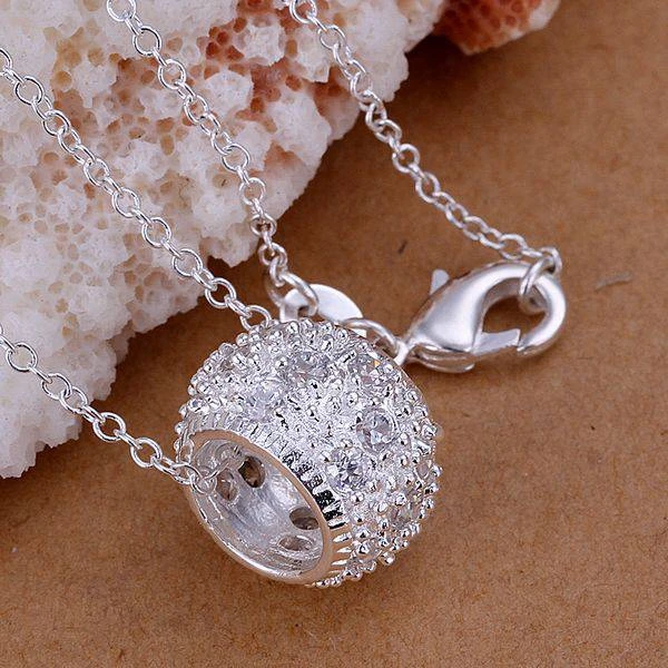wholesale silver plated pendant,silver plated fashion jewelry crystal bead pendants necklace for women/men +chain