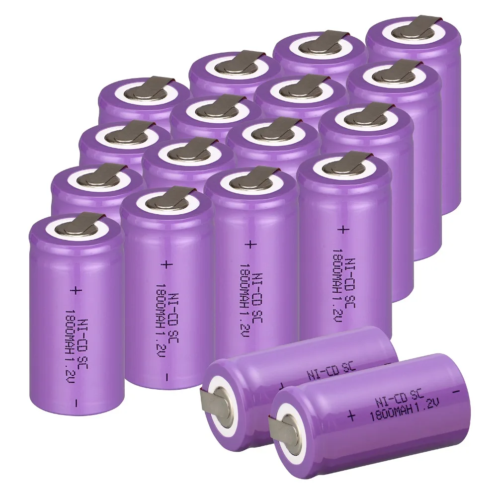15PCS Sub C SC battery 1.2V 1800mAh rechargeable battery Ni-Cd battery with tab 4.25*2.2cm--purple color
15PCS Sub C SC battery 1.2V 1800mAh rechargeable battery Ni-Cd battery with tab 4.25*2.2cm--purple color