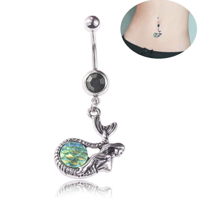 New Body Piercing Jewelry Green Crystal Rainbow Scales Mermaid Shaped Dangle Belly ring Button
New Body Piercing Jewelry Green Crystal Rainbow Scales Mermaid Shaped Dangle Belly ring Button