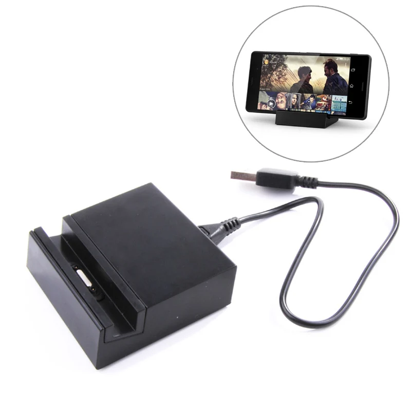 USB Magnetic Charger Adapter Desktop Charging Cradle Dock for SONY Xperia Z3 / Compact Mini L55H L55U + Cable black | Мобильные