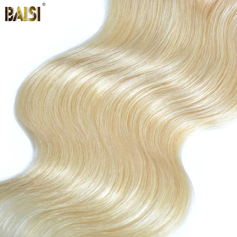 BAISI бразильские волнистые волосы 613 цвета блонд Кружева Закрытие 100% человеческих