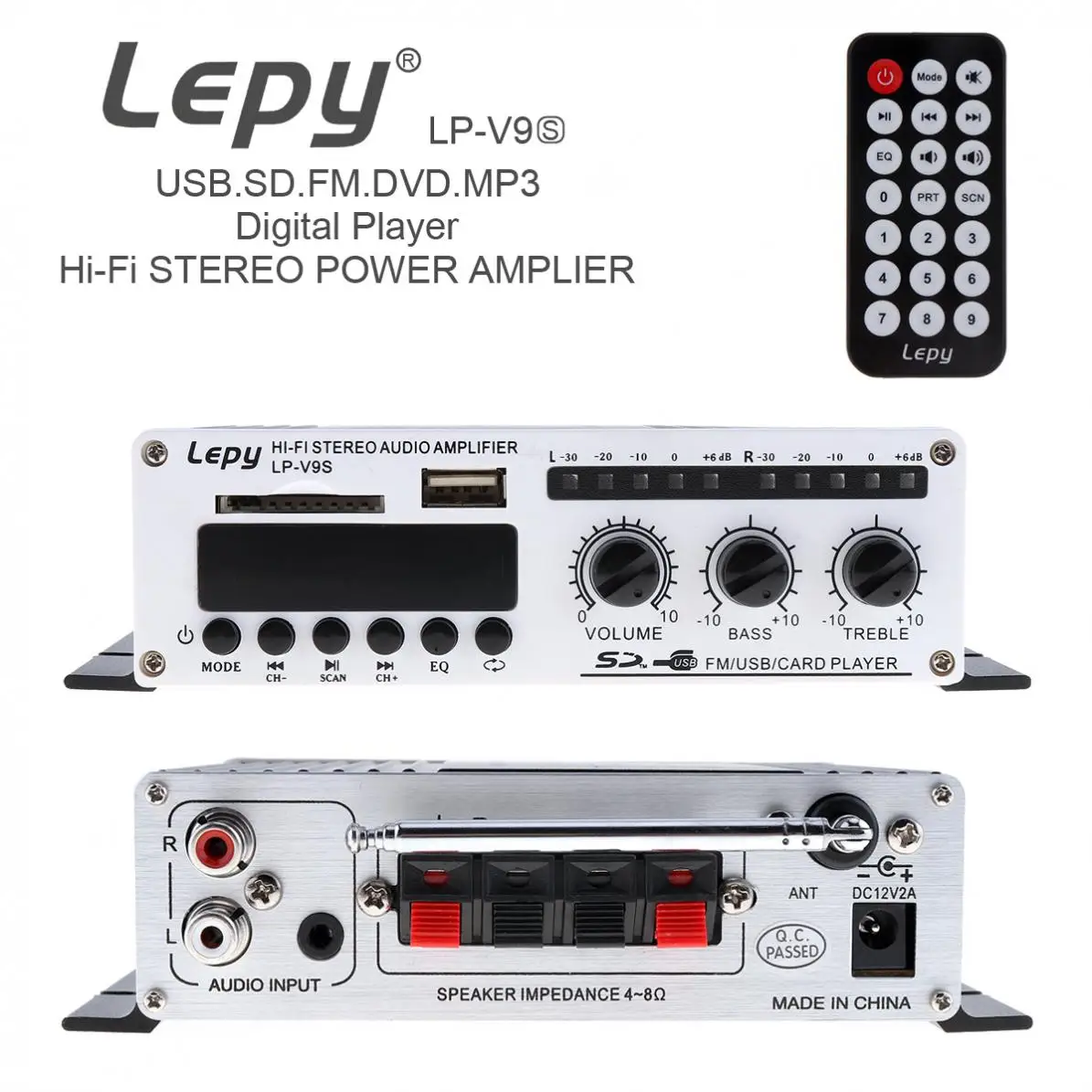 2CH 20W x 2 HI-FI Digital Audio Player Car Amplifier Bluetooth-compatible FM Radio Stereo Player Support SD/USB/DVD Input
2CH 20W x 2 HI-FI Digital Audio Player Car Amplifier Bluetooth-compatible FM Radio Stereo Player Support SD/USB/DVD Input
