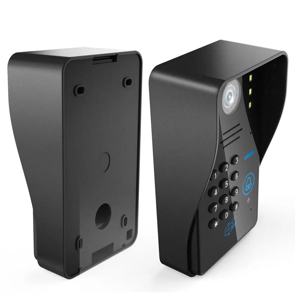 Дверной видеодомофон с 3-мя мониторами на 9 дюймов, проводным/беспроводным Wi-Fi, RFID-защитой пароля и камерой IR-CUT HD 1000TVL.