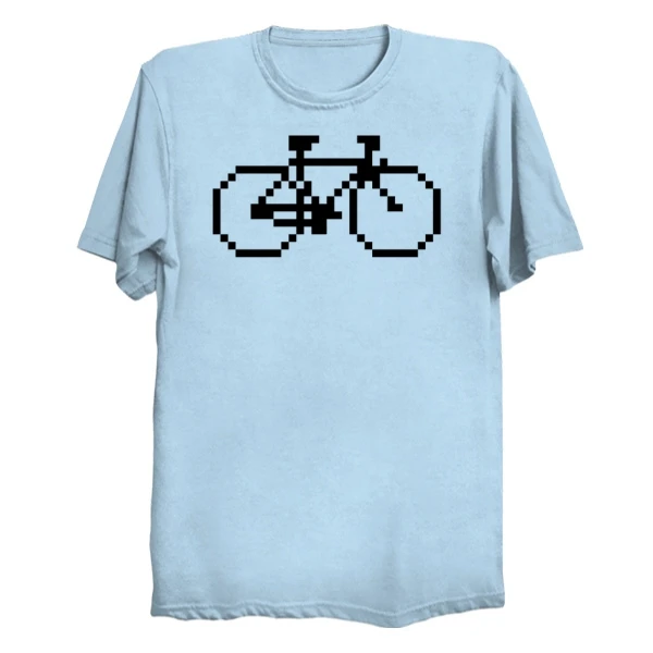 Мужская футболка с принтом хлопковая Футболка Pixel Bike (черная печать) круглым
