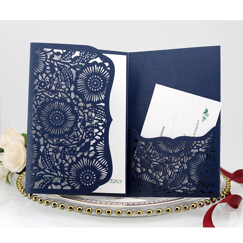 1pcs Sample Blue Laser Cut Wedding Invitations Card Tri-Fold Lace Business RSVP Greeting Card Wedding Party Favor Decorations
1pcs Sample Blue Laser Cut Wedding Invitations Card Tri-Fold Lace Business RSVP Greeting Card Wedding Party Favor Decorations