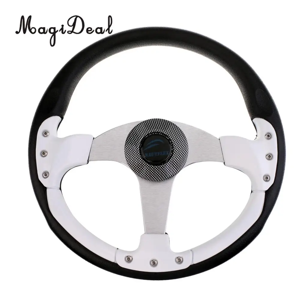 MagiDeal 340mm Aluminum Alloy 3 Spoke 3/4' Marine Boat Steering Wheel With Center Cap for Vessels Yacht Pontoon Supplies | Спорт и