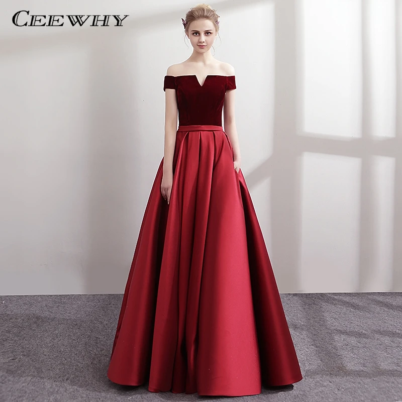Женское атласное платье с открытыми плечами CEEWHY вечерние Элегантное длинное