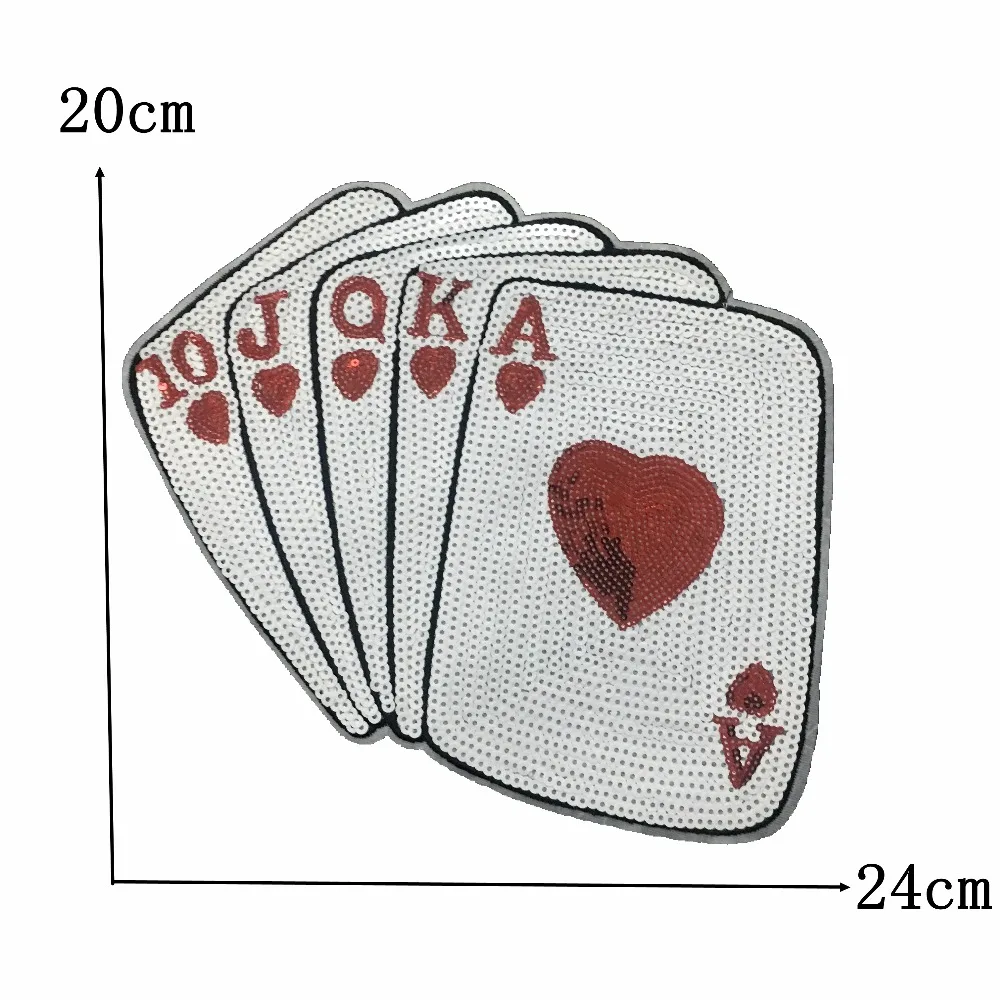 10JQKA Sequins Poker Patches Iron on Clothes T-shirt Stickers 24cm DIY Sewing Accessories Garment Sequined Applique
10JQKA Sequins Poker Patches Iron on Clothes T-shirt Stickers 24cm DIY Sewing Accessories Garment Sequined Applique