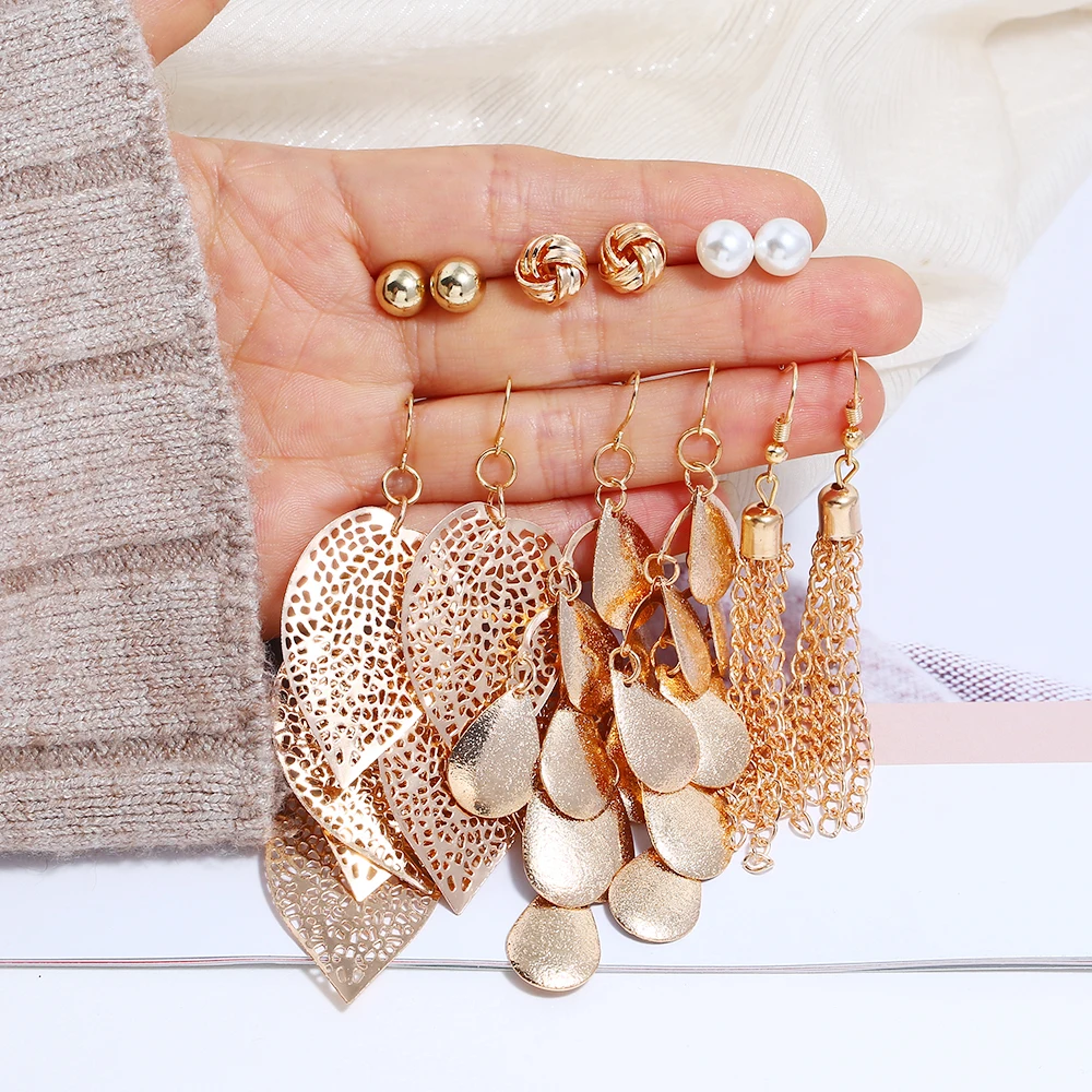 6 Pairs/Set 2019 Fashion Tassel Earrings Set Bohemia Gold Color Geometric Crystal Stud Earrings Set For Women Wedding Jewelry
6 Pairs/Set 2019 Fashion Tassel Earrings Set Bohemia Gold Color Geometric Crystal Stud Earrings Set For Women Wedding Jewelry