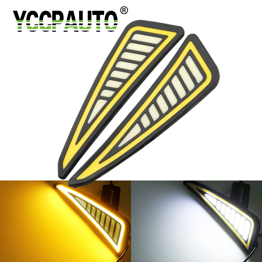 YCCPAUTO Car Styling DRL Daytime Running Lights Driving Triangle Stripe White Yellow Dual Color Waterproof COB Light 2PCS
YCCPAUTO Car Styling DRL Daytime Running Lights Driving Triangle Stripe White Yellow Dual Color Waterproof COB Light 2PCS