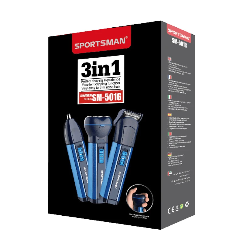 SPORTSMAN 3 In 1 Men's Electric Shaver Nose Hair Trimmer Razor Hair Cutter Beard Mustache Grooming Shaving Machine Personal Care
SPORTSMAN 3 In 1 Men's Electric Shaver Nose Hair Trimmer Razor Hair Cutter Beard Mustache Grooming Shaving Machine Personal Care
