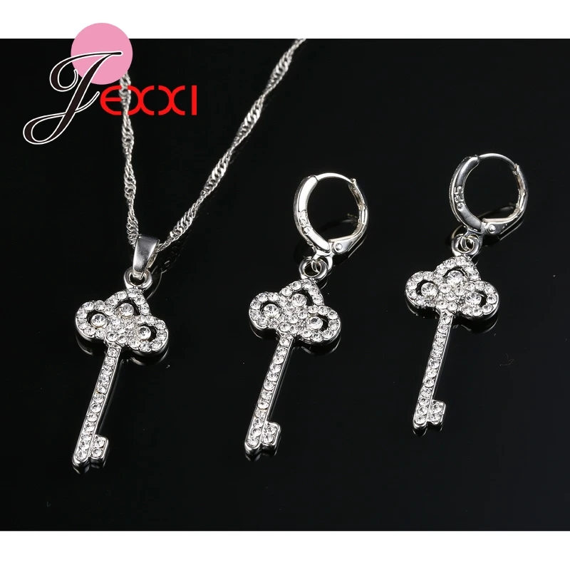 Key ShapeCZ Crystal Rhinestone Pendant Necklace & Earrings 925 Sterling Silver Jewelry Sets Wedding Birthday Party Sets
Key ShapeCZ Crystal Rhinestone Pendant Necklace & Earrings 925 Sterling Silver Jewelry Sets Wedding Birthday Party Sets