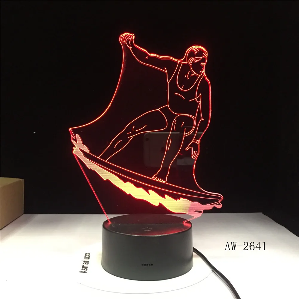 3D светодиодный спортивный светильник для серфинга s-лампа цветной RGB USB Ночной