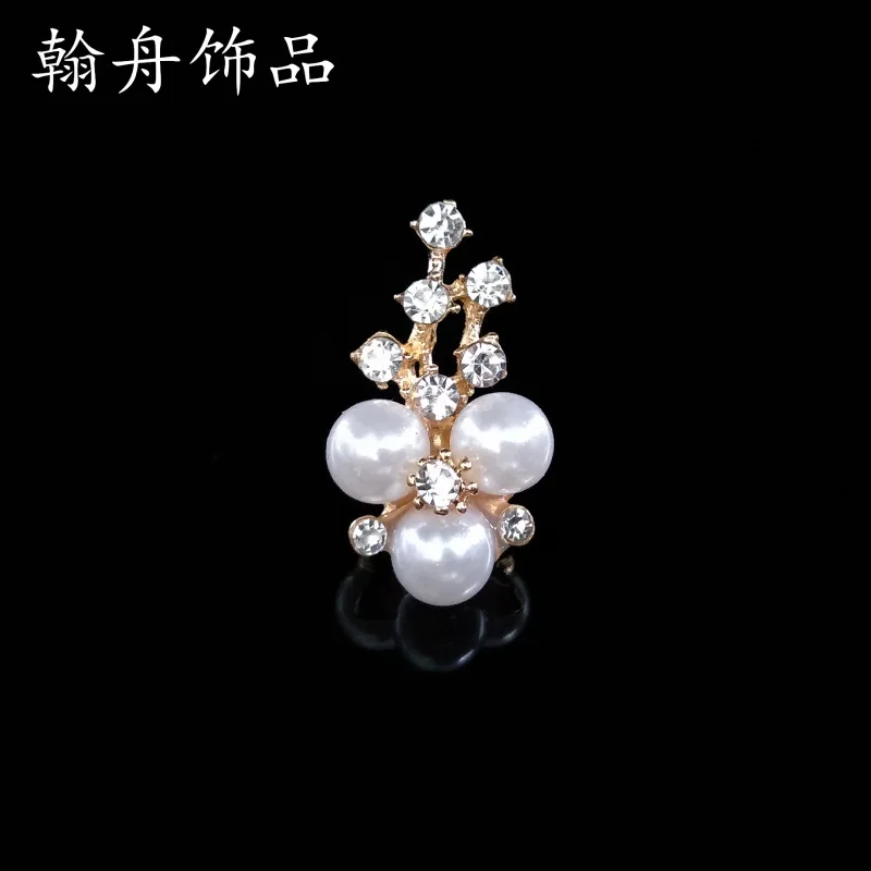 10pc Gold color Alloy Material Imitation Pearl Crystal Flower Charm crystal pendant for Wedding head DIY handmade Jewelry | Украшения и