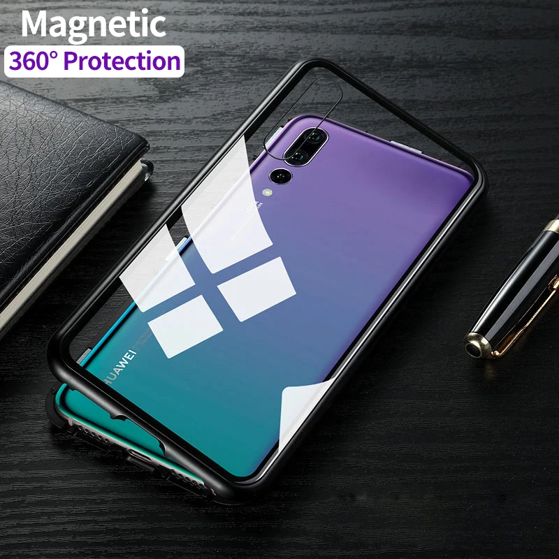 Магнитная Адсорбция для Huawei p20 Pro Чехол закаленное стекло 9h + Встроенный магнит