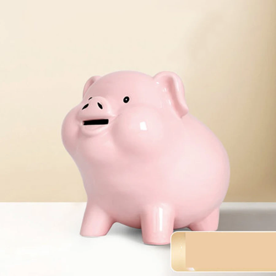 Розовая безопасная мультяшная копилка свинка монеты большая для денег
