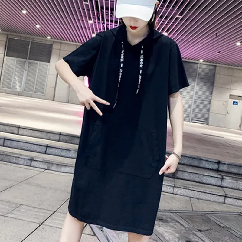 New Summer Women Mid-Long Style Hoodies Plus Size 5XL Casual Loose Solid short Sleeve Hooded Fleece Dress For Women Hoodies
New Summer Women Mid-Long Style Hoodies Plus Size 5XL Casual Loose Solid short Sleeve Hooded Fleece Dress For Women Hoodies