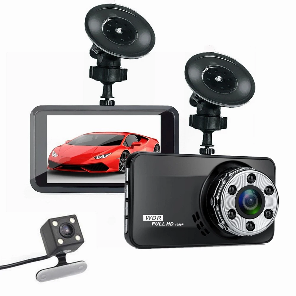 3 дюймовый Видеорегистраторы для автомобилей камеры HD 1080P Двойной объектив 170