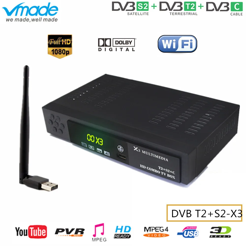 Цифровой наземный спутниковый ресивер DVB T2 dvb S2 комбо ТВ тюнер поддерживает AC3 Youtube