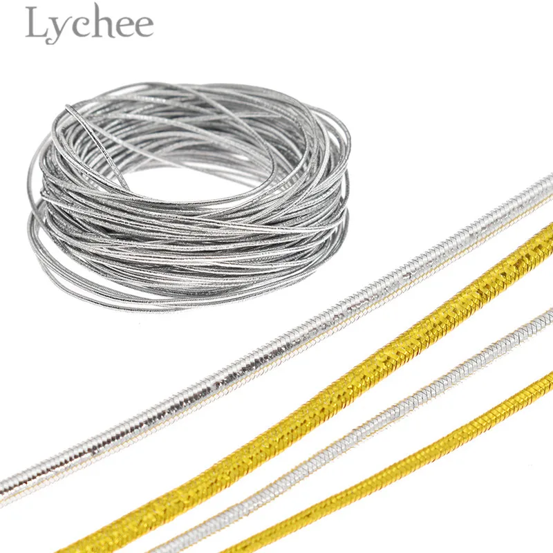 Lychee 10 м золотой серебряный цвет эластичный шнур круглая резиновая веревка для