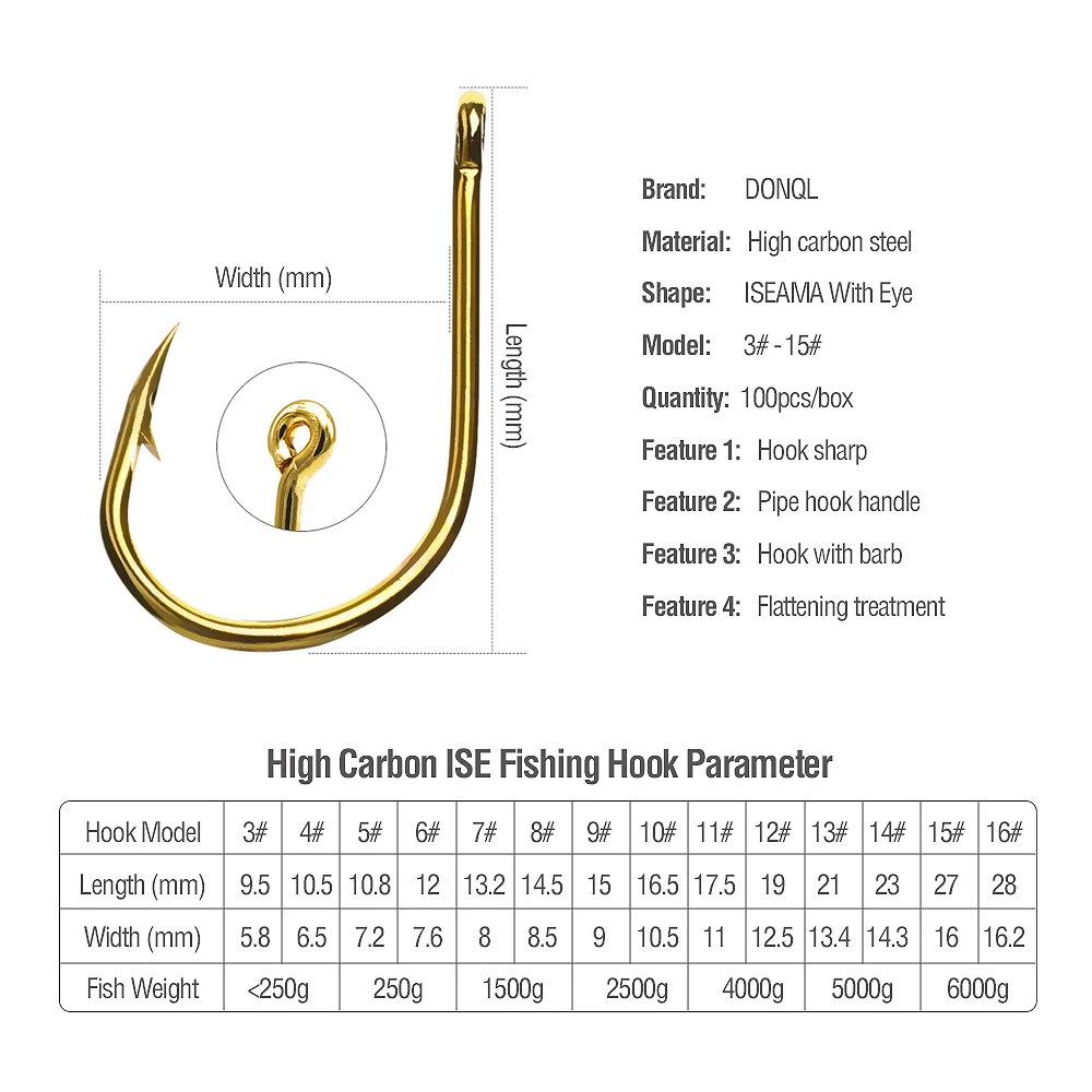 Рыболовные крючки DONQL с зазубриной из высокоуглеродистой стали 100 шт. | Спорт и