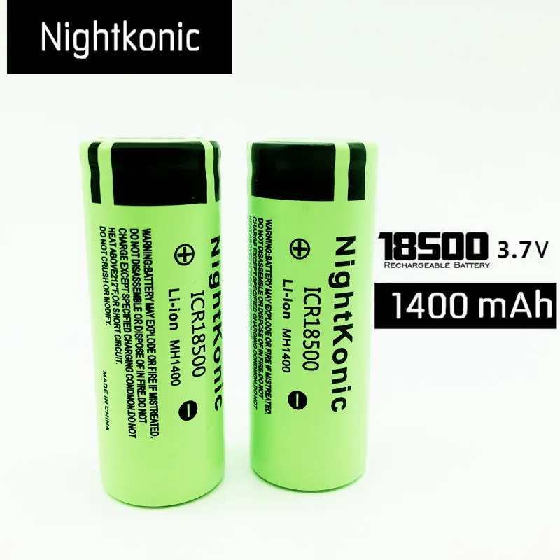 Фото Оригинальная зеленая перезаряжаемая литий ионная батарея Nightkonic 2 шт./лот ICR 18500 3 7