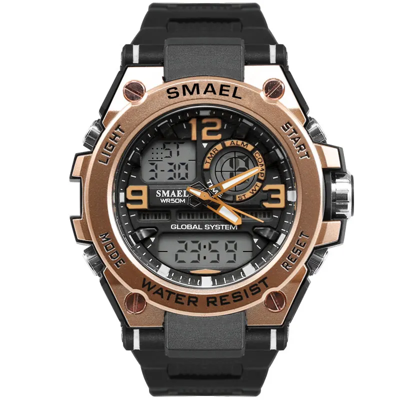 New Watch Mens SMAEL Watch Men Sports Watches Fashion Dual Display Quartz Watches 50m Waterproof LED Digital Watch 1603
New Watch Mens SMAEL Watch Men Sports Watches Fashion Dual Display Quartz Watches 50m Waterproof LED Digital Watch 1603