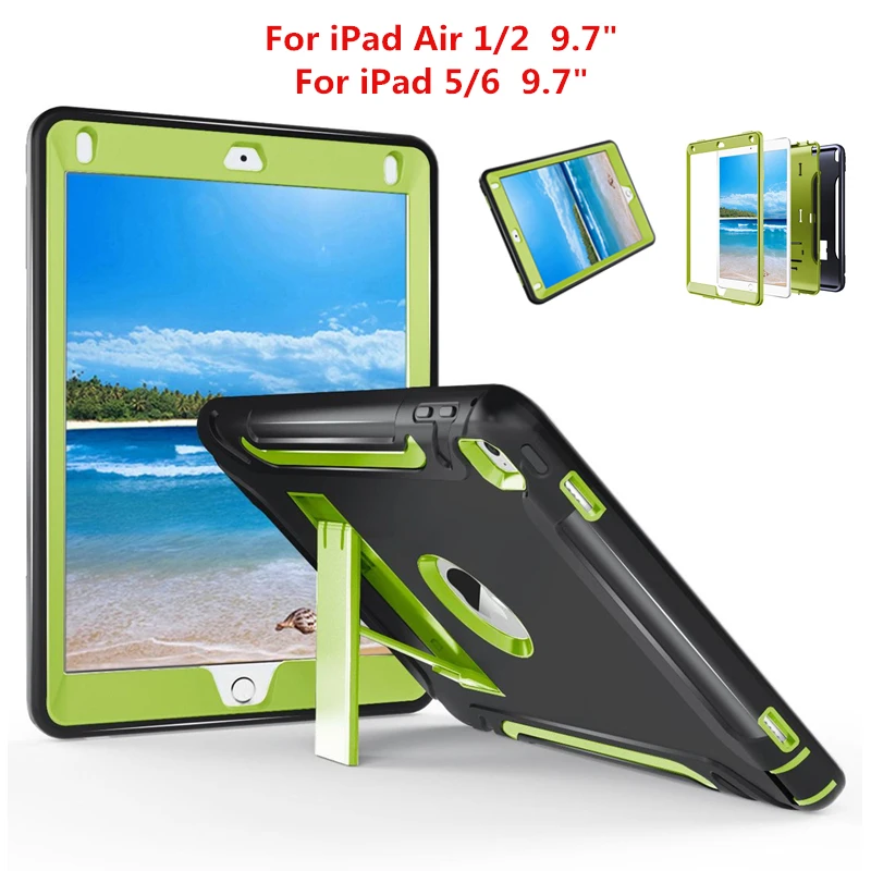 For iPad Air 1 2 Case Heavy Duty Shockproof Armor Skin Silicon+PC Rubber Holder Stand Cover For iPad 5 6 A1474,A1475,A1566,A1567
For iPad Air 1 2 Case Heavy Duty Shockproof Armor Skin Silicon+PC Rubber Holder Stand Cover For iPad 5 6 A1474,A1475,A1566,A1567
