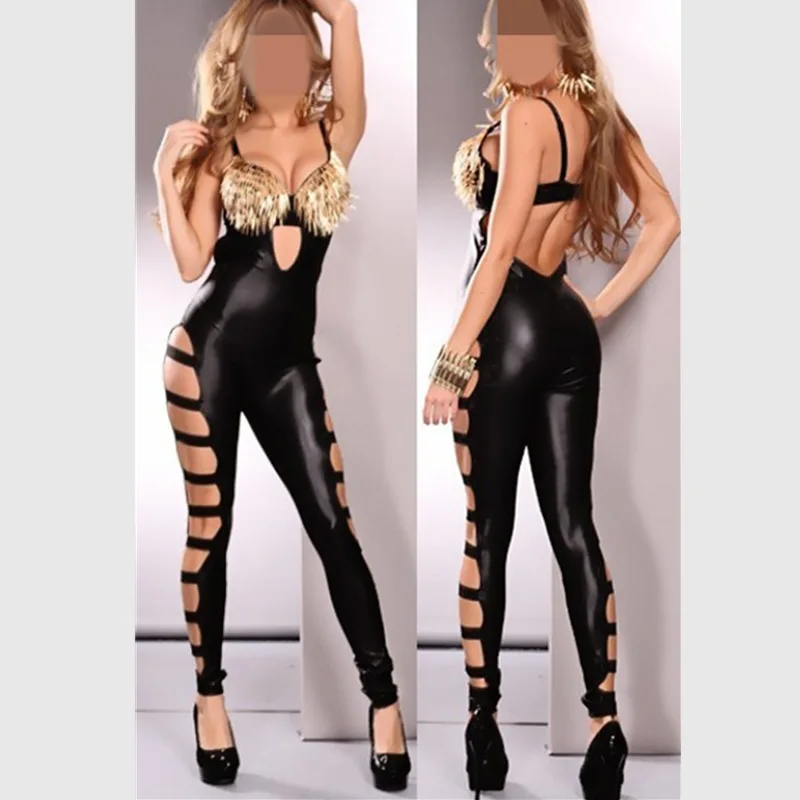 2017 Sexy Faux Leather Catsuit Jumpsuit Sexy Costume Sexy Women Hollow out Jumpsuit gold Rivet Club Sexy Bandage Catsuit
2017 Sexy Faux Leather Catsuit Jumpsuit Sexy Costume Sexy Women Hollow out Jumpsuit gold Rivet Club Sexy Bandage Catsuit