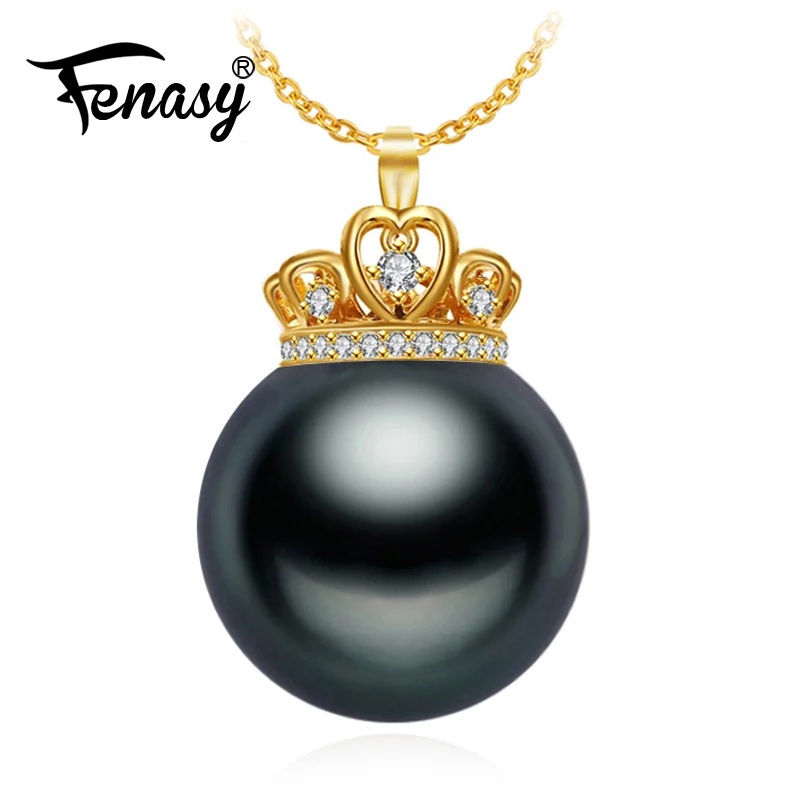FENASY 18K Gold Pendant Big Round Tahitian Black Pearl Elegant Dinner Party Engagement Wedding Jewelry Send With Silver Necklace
FENASY 18K Gold Pendant Big Round Tahitian Black Pearl Elegant Dinner Party Engagement Wedding Jewelry Send With Silver Necklace