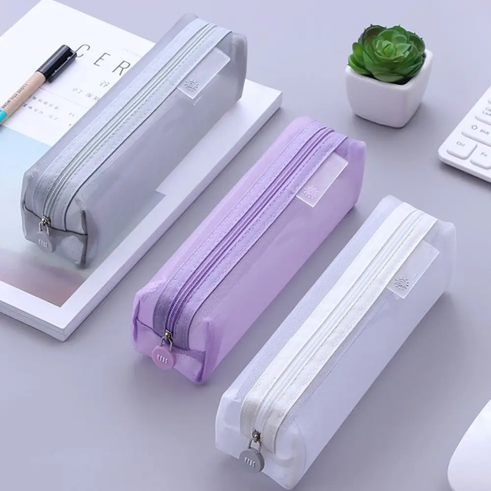 1PC Mesh Pencil Box Cute Solid Color Transparent Storage Pencil Bag Student Office Stationery Pencil Cases for School
1PC Mesh Pencil Box Cute Solid Color Transparent Storage Pencil Bag Student Office Stationery Pencil Cases for School