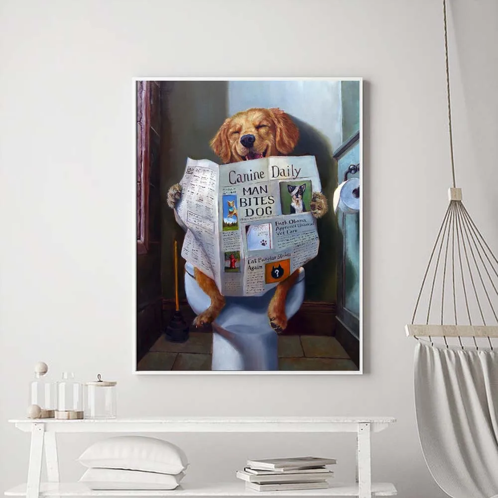 Funny Dogs Poster Banksy Style Canvas Painting Wall Art Posters and Prints Animal on Toilet Modern Pictures Decor for Home
Funny Dogs Poster Banksy Style Canvas Painting Wall Art Posters and Prints Animal on Toilet Modern Pictures Decor for Home