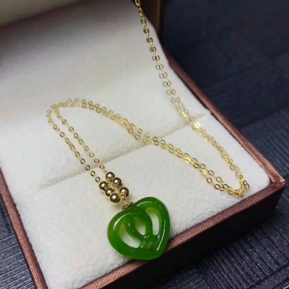 SHILOVEM 18k YELLOW gold Natural green Jasper pendants classic fine Jewelry women wedding new plant mymz1213.5hby
SHILOVEM 18k YELLOW gold Natural green Jasper pendants classic fine Jewelry women wedding new plant mymz1213.5hby