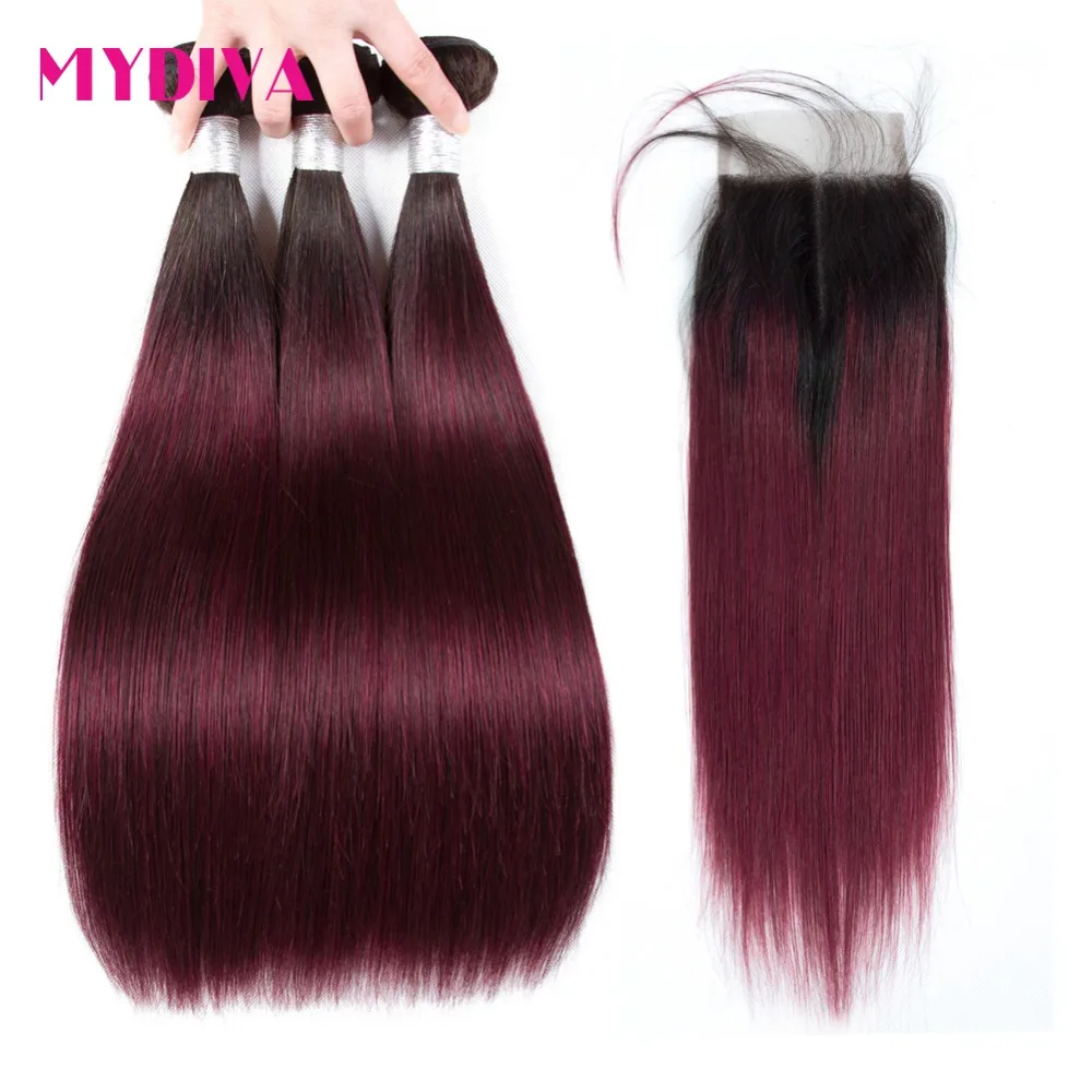 Фото Бразильские пучки для плетения волос прямые темно бордовый с закрытием не волосы