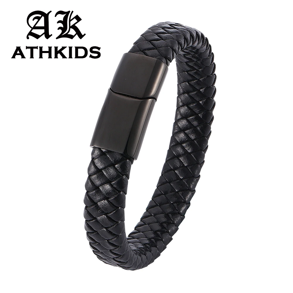 Trendy Black Braided Leather Bracelet Mens Handmade Bracelet Black Stainless Steel Magnetic Clasps Men Wrist Wholesale PD0025
Trendy Black Braided Leather Bracelet Mens Handmade Bracelet Black Stainless Steel Magnetic Clasps Men Wrist Wholesale PD0025