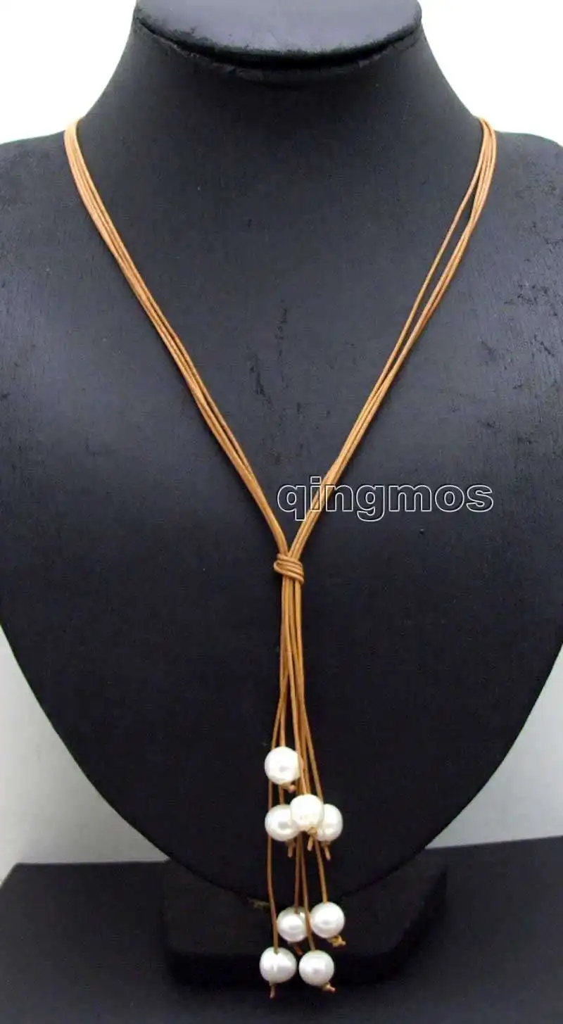 Big 10-11mm White Potato Natural FW Pearl & Brown Leather 4 strands 32" Long Necklace-nec6146 Wholesale/retail Free ship
Big 10-11mm White Potato Natural FW Pearl & Brown Leather 4 strands 32" Long Necklace-nec6146 Wholesale/retail Free ship