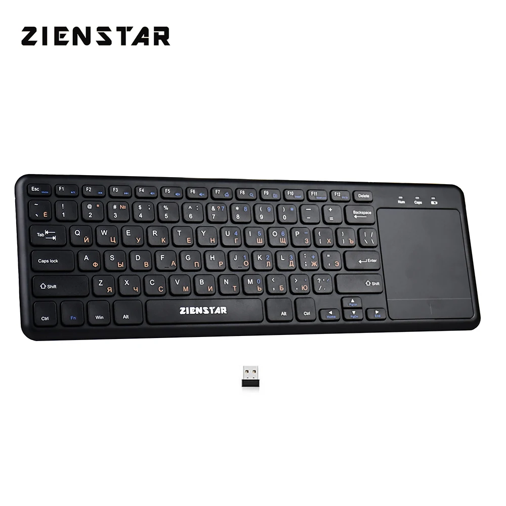 Zienstar 2.4Ghz Multimedia Wireless Russian Keyboard with Touchpad for Windows PC Laptop IOS Pad Smart TV HTPC Android Box
Zienstar 2.4Ghz Multimedia Wireless Russian Keyboard with Touchpad for Windows PC Laptop IOS Pad Smart TV HTPC Android Box
