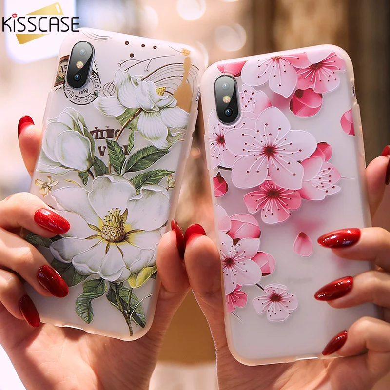 KISSCASE 3D рельефный чехол для iPhone 5 5S SE телефона мягкий силиконовый X XS XR Max 7 8 plus 6 S