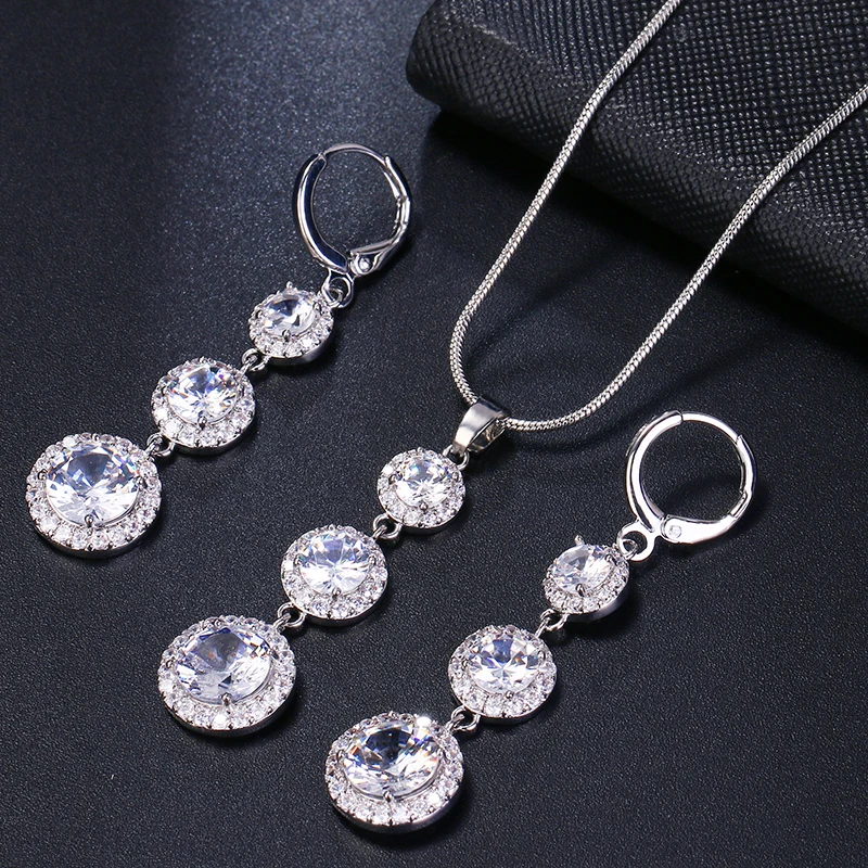 LXOEN Luxury Long Earrings and Necklace Crystal Dubai Jewelry Sets for Women with Round AAA Zircon Fashion Wedding Set Gift
LXOEN Luxury Long Earrings and Necklace Crystal Dubai Jewelry Sets for Women with Round AAA Zircon Fashion Wedding Set Gift