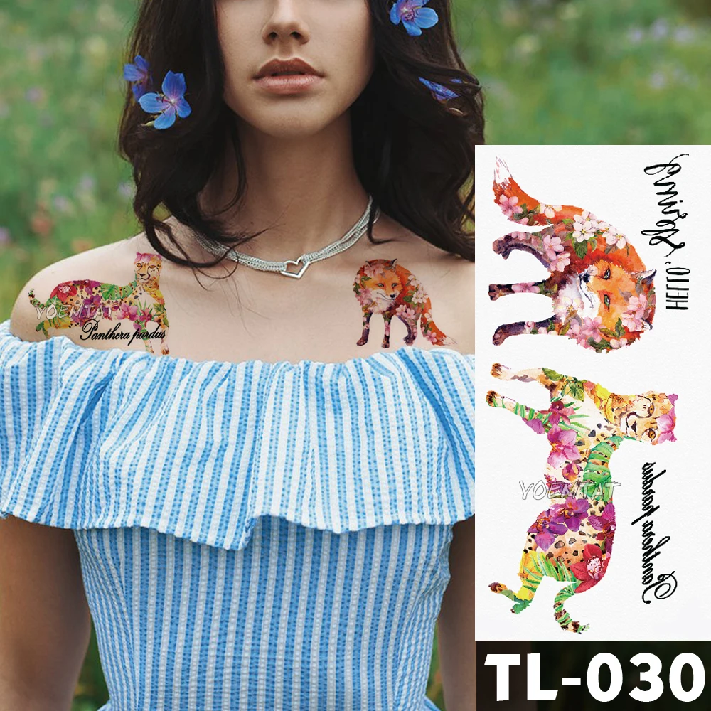 waterproof temporary tattoos Sticker Summer Style intimate Watercolor translated tattoos Fox leopard Tattoo Stickers Body Art
waterproof temporary tattoos Sticker Summer Style intimate Watercolor translated tattoos Fox leopard Tattoo Stickers Body Art