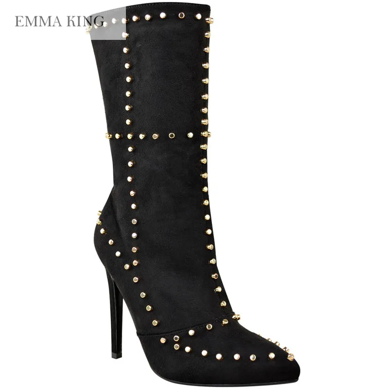 EMMA KING Pointed Toe Side Zipper Short Boots Party Sexy Thin High Heel Shoes Women Rivet Winter Fashion Shoes Size 35-43 Flock
EMMA KING Pointed Toe Side Zipper Short Boots Party Sexy Thin High Heel Shoes Women Rivet Winter Fashion Shoes Size 35-43 Flock