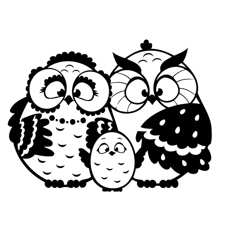 

18X13.4CM Owl Family Loving Vinyl Car Stickers Decal Black Silver Fashion Car-styling S6-2578