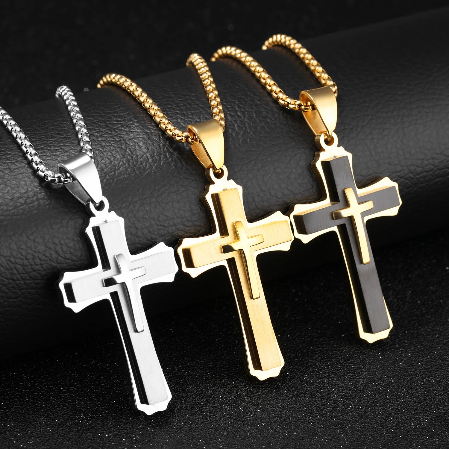 Templar Three Layers Jesus Cross Pendant Mens Stainless Steel Charms Necklace For Men Chain Gold Black Necklaces Pendants
Templar Three Layers Jesus Cross Pendant Mens Stainless Steel Charms Necklace For Men Chain Gold Black Necklaces Pendants