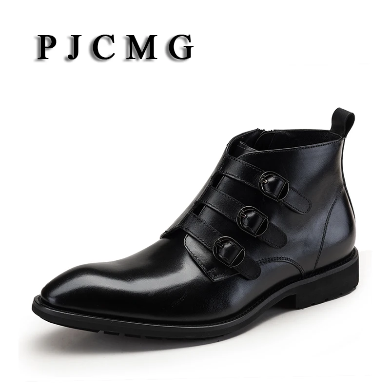 PJCMG New Fashion Men's Pointed Toe Genuine Leather Buckle Strap Business Formal Brogue Wedding Office Ankle Footwear Boots
PJCMG New Fashion Men's Pointed Toe Genuine Leather Buckle Strap Business Formal Brogue Wedding Office Ankle Footwear Boots