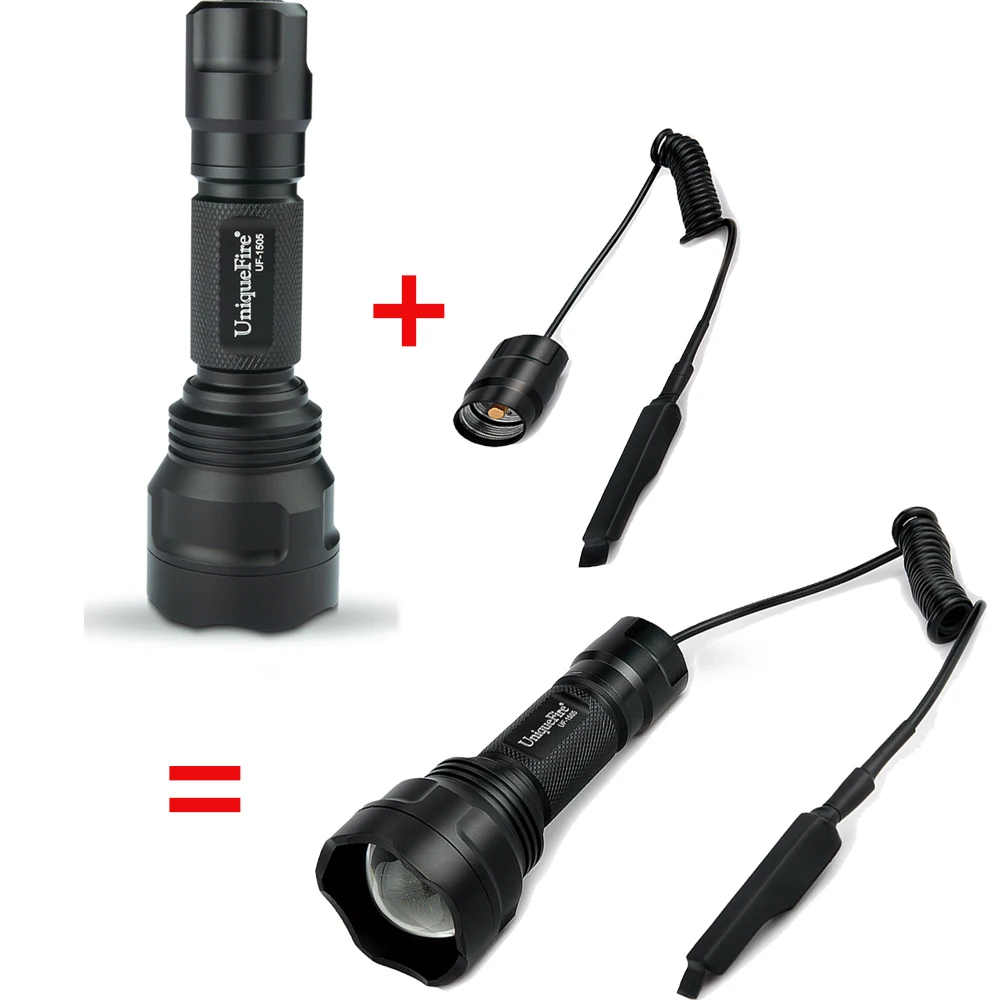 UniqueFire 38mm Optical Convex Lens Flashlight Torch UF-1505 T6 1200LM White Light Lamp Torch+Remote Pressure For Hunting
UniqueFire 38mm Optical Convex Lens Flashlight Torch UF-1505 T6 1200LM White Light Lamp Torch+Remote Pressure For Hunting