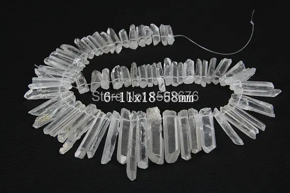 Approx 58pcs/strand of AAA-Grade Quality Raw Quartz Crystal Point Top Drilled Beads ,Rock Crystal stick pendant Beads
Approx 58pcs/strand of AAA-Grade Quality Raw Quartz Crystal Point Top Drilled Beads ,Rock Crystal stick pendant Beads
